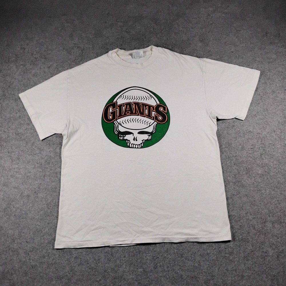 Vintage Hanes Men's White San Francisco Giants Grateful Dead T-Shirt Size L